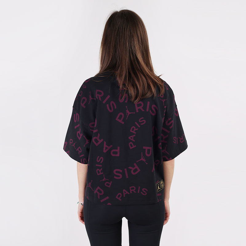 женская черная футболка Jordan Paris Saint-Germain Boxy Short-Sleeve T-Shirt CU5696-010 - цена, описание, фото 4